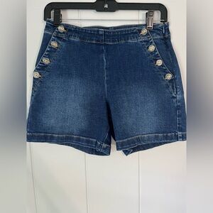 J. McLaughlin Dark Blue Denim Shorts with Side Buttons